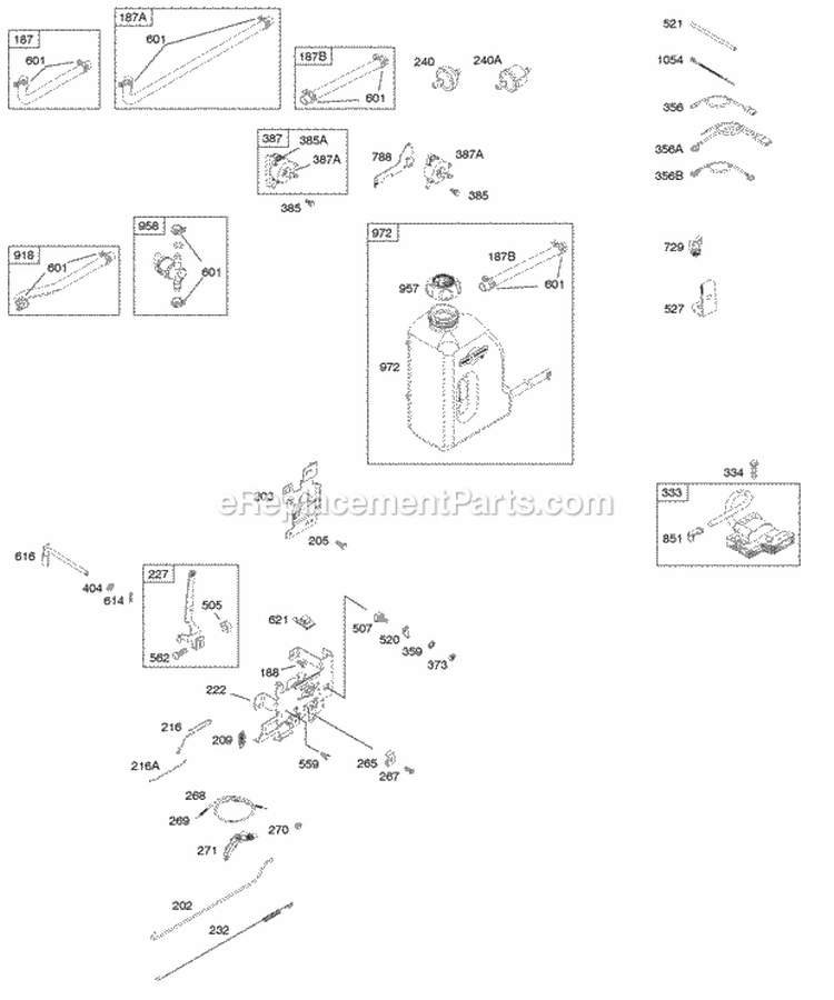 Controls Governor Spring Ignition Diagram and Parts List for 216977-0116-E1  Briggs and Stratton Engine